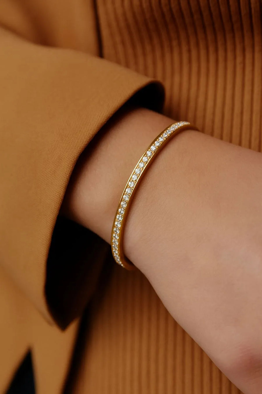 Rivière Full Pavé 18ct Gold Plated Bangle