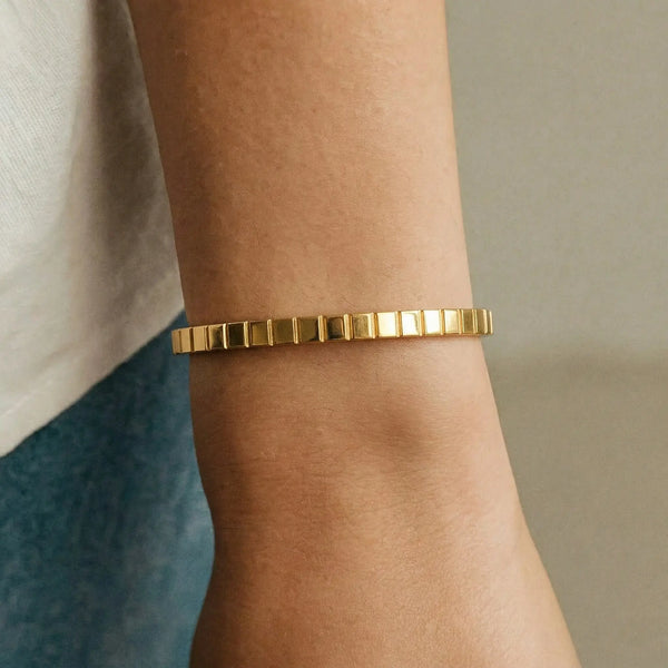 Carreau Tile 18ct Gold Plated Bangle