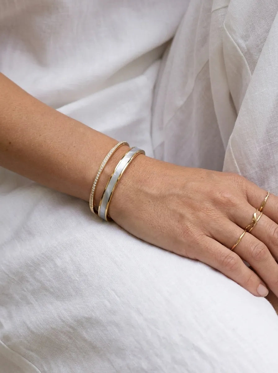 Blanc Enamel 18ct Gold Plated Bangle
