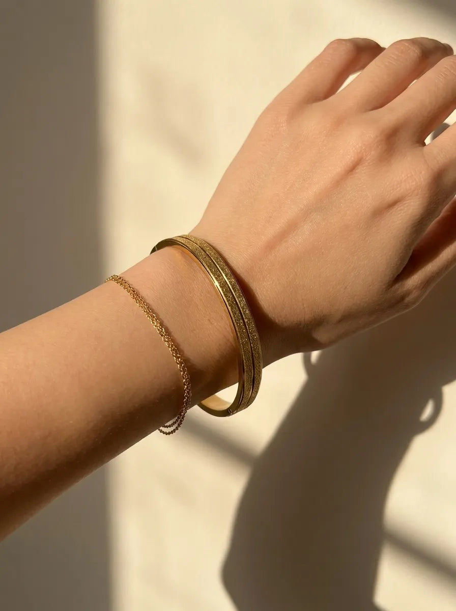 Sablé Textured 18ct Gold Plated Bangle
