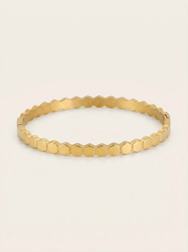 Alvéole Honeycomb Bangle - 18K Gold Plated