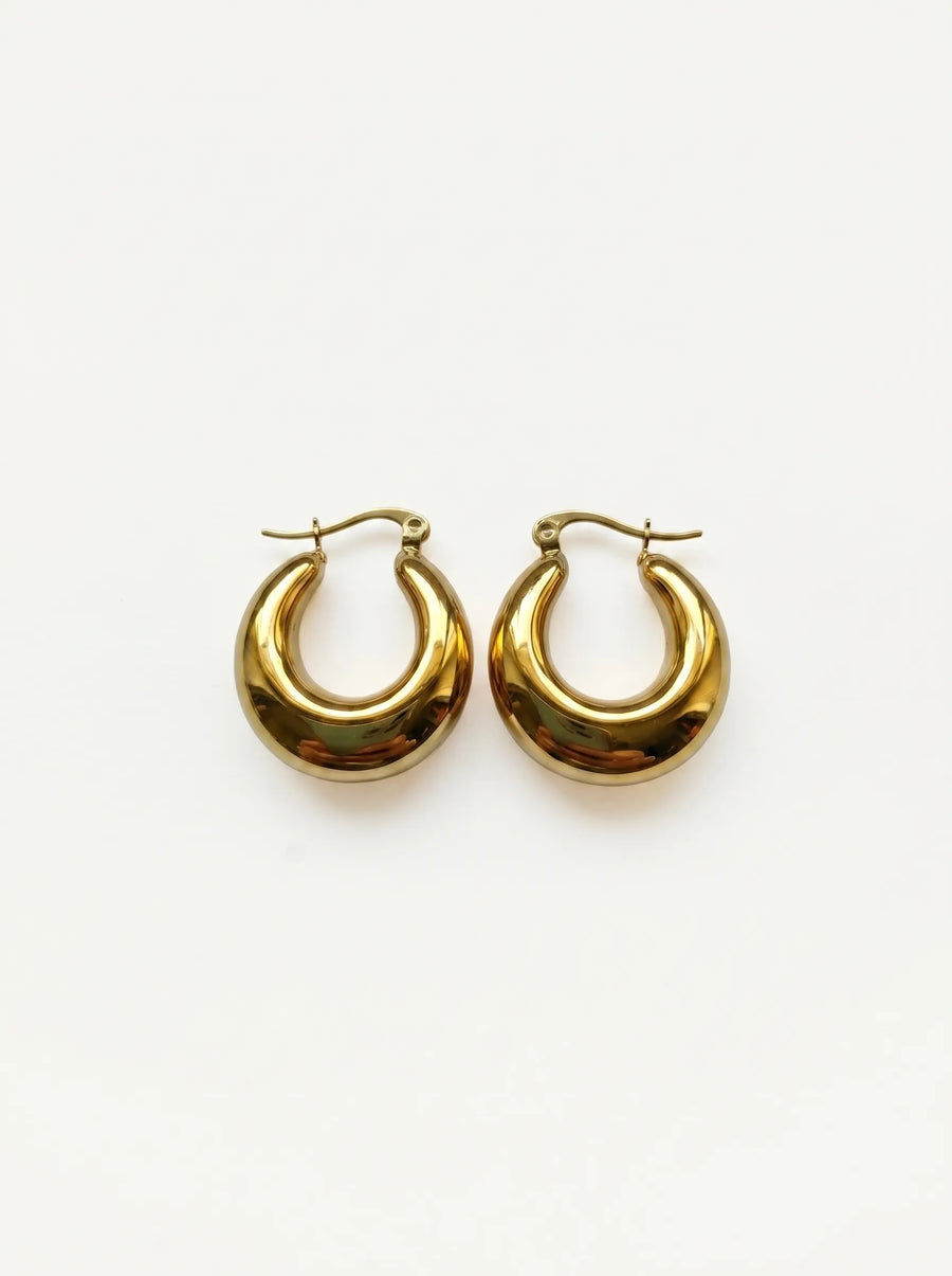 Boule Chunky Gold Hoop Earrings - 18ct Gold Plated