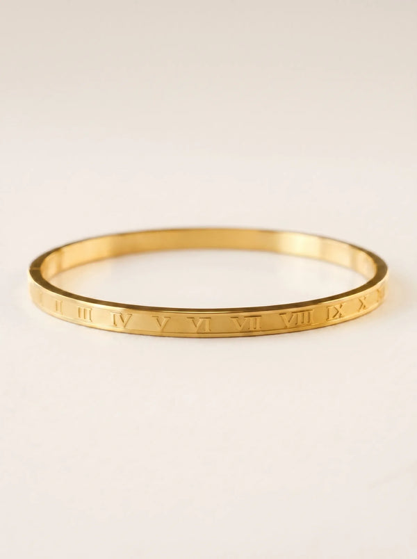 Tempus Roman 18ct Gold Plated Bangle