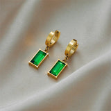 Gold · Emerald Green Stone · Necklace & Earrings - 18ct Gold Plated