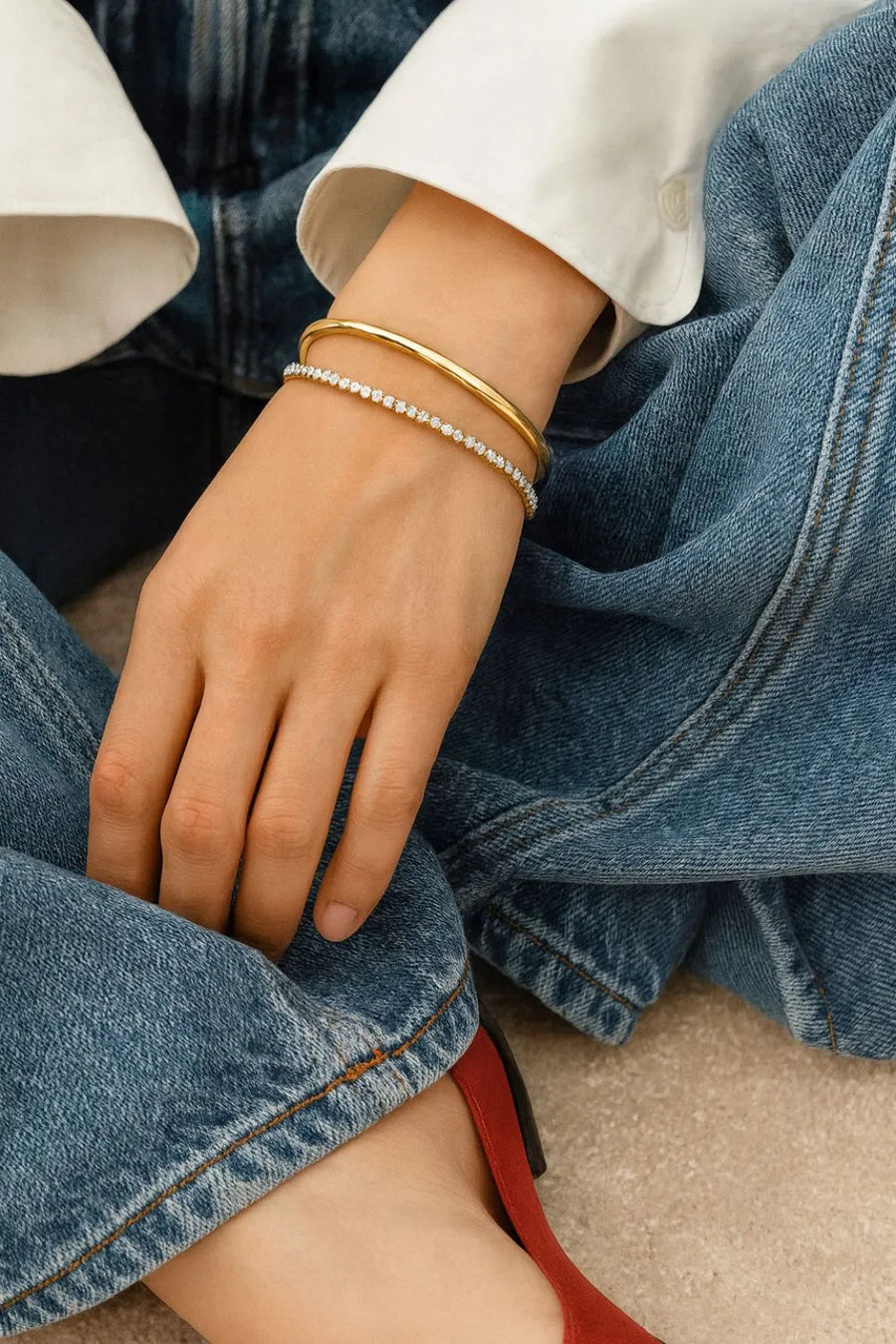 Ondine Twist 18ct Gold Plated Bangle