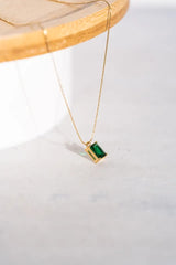 Émeraude Solitaire Necklace - 18ct Gold Plated