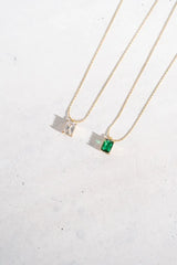 Émeraude Solitaire Necklace - 18ct Gold Plated