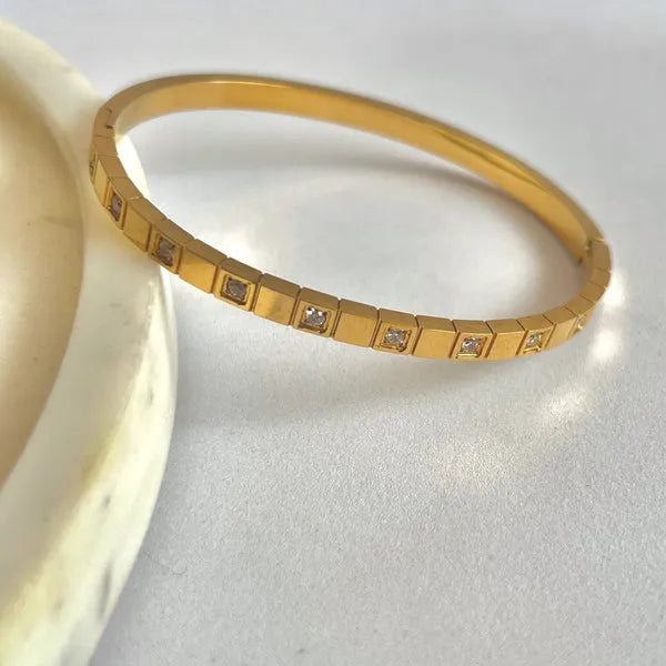 Damier Crystal 18ct Gold Plated Bangle