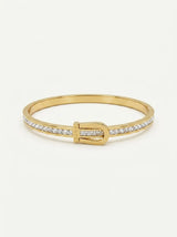 Amore Buckle Crystal Bangle - 18ct Gold Plated