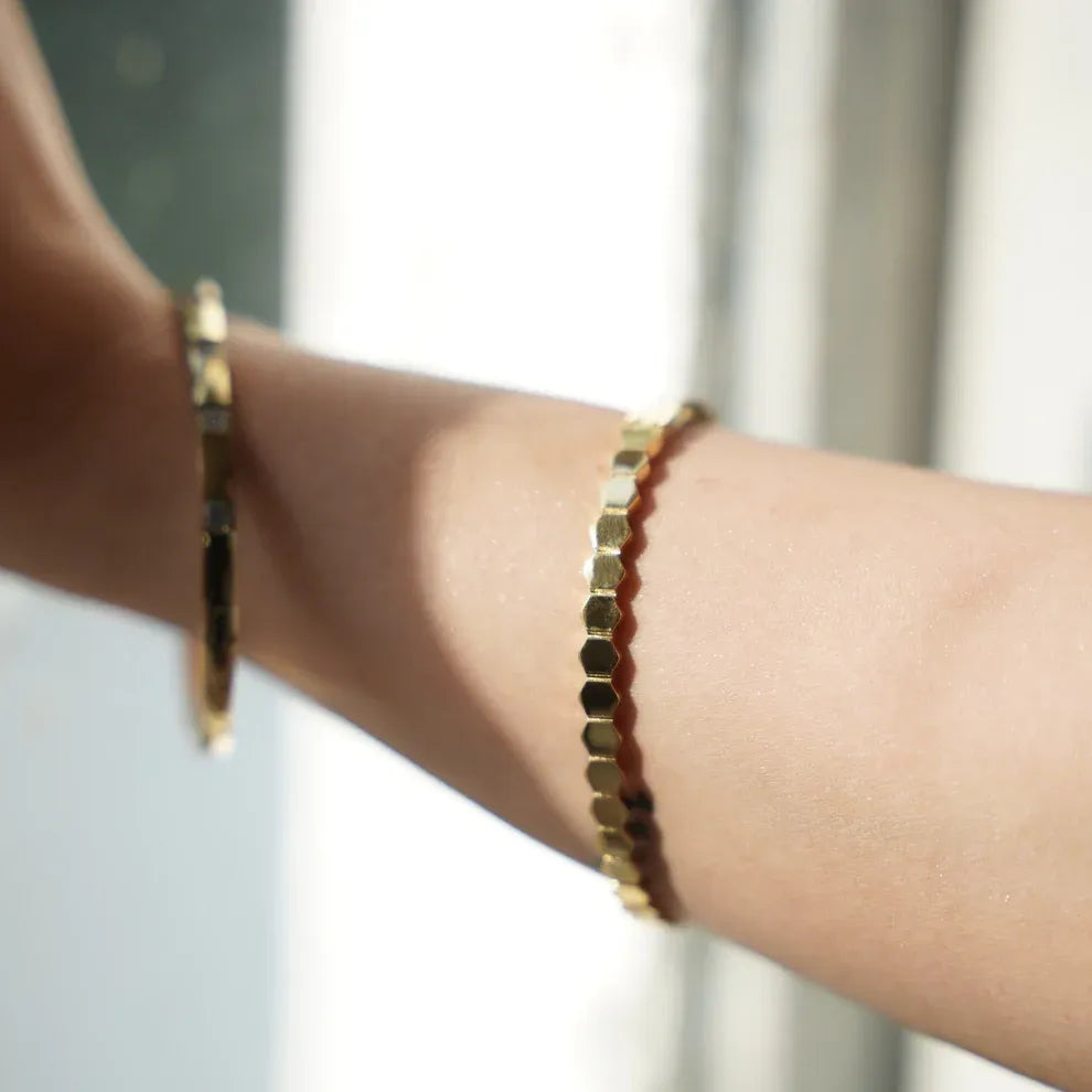 Alvéole Honeycomb 18ct Gold Plated Bangle