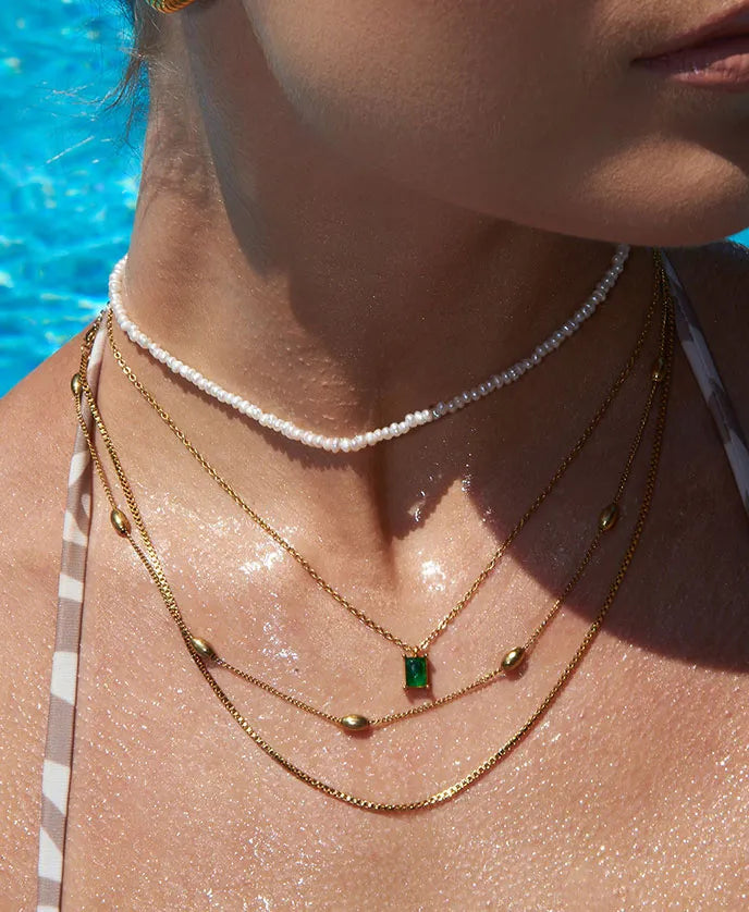 Émeraude Solitaire Necklace - 18ct Gold Plated