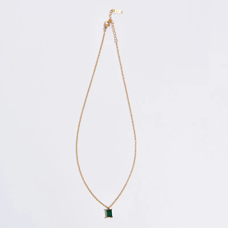 Émeraude Solitaire Necklace - 18ct Gold Plated