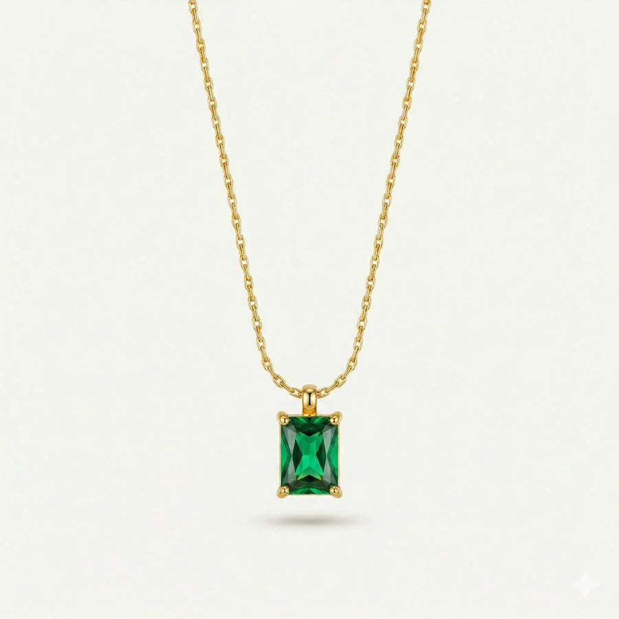 Émeraude Solitaire Necklace - 18ct Gold Plated