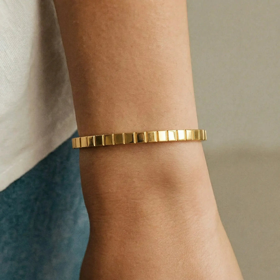 Carreau Tile 18ct Gold Plated Bangle