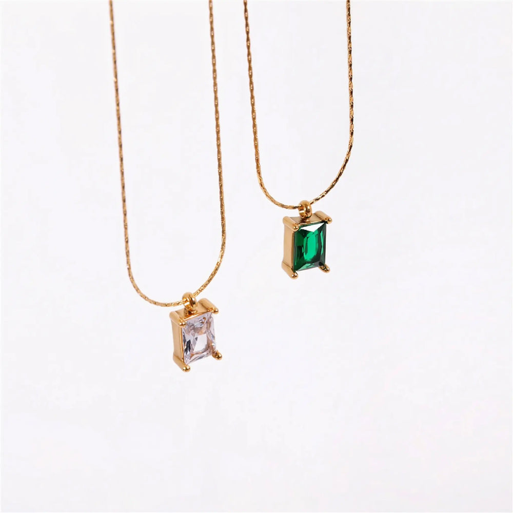 Émeraude Solitaire Necklace - 18ct Gold Plated