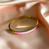 Pétale Rose Enamel 18ct Gold Plated Bangle