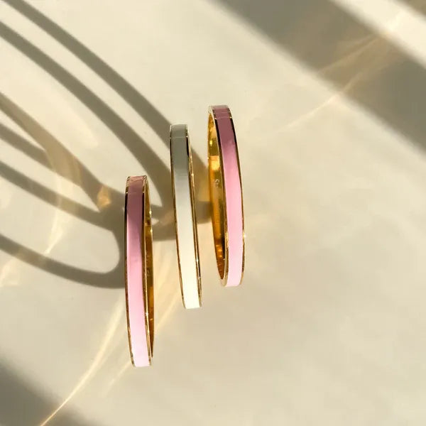 Pétale Rose Enamel 18ct Gold Plated Bangle