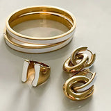 Blanc Enamel 18ct Gold Plated Bangle