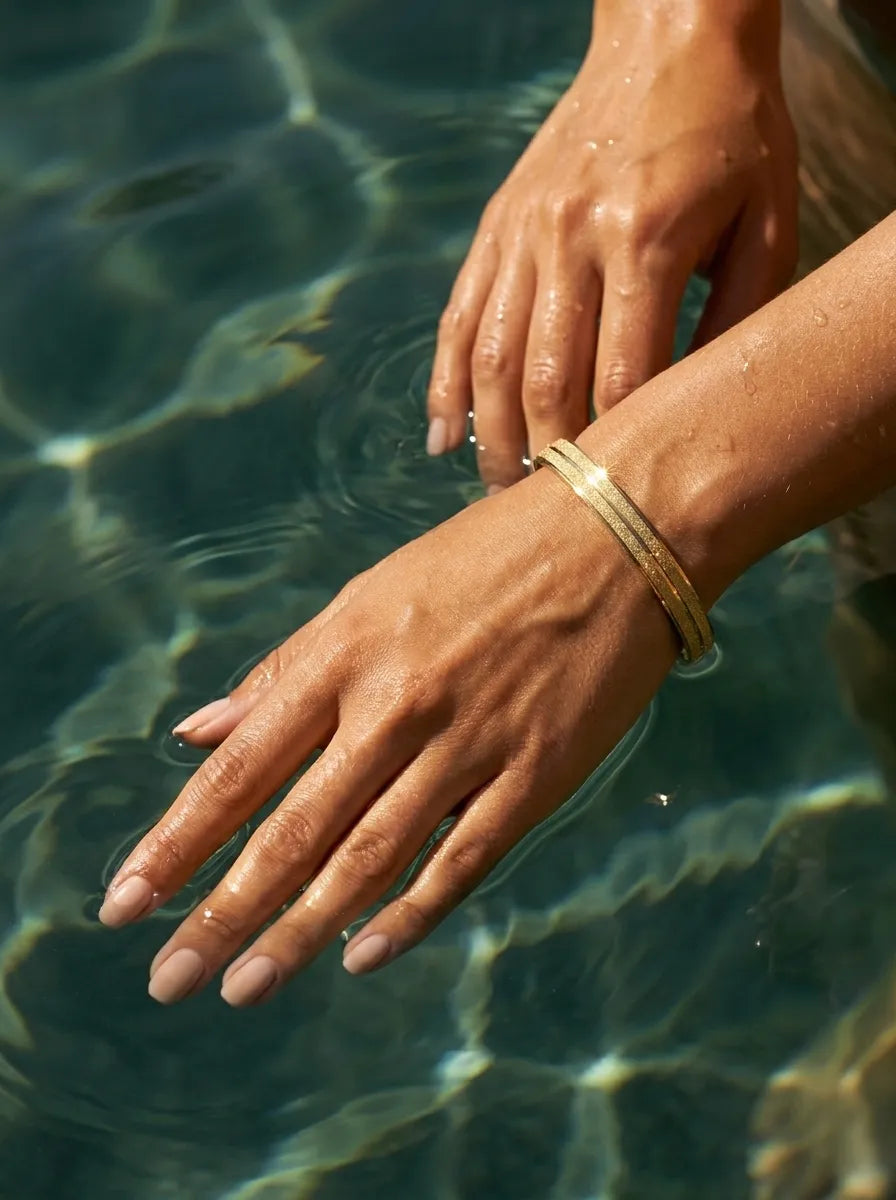Sablé Textured 18ct Gold Plated Bangle