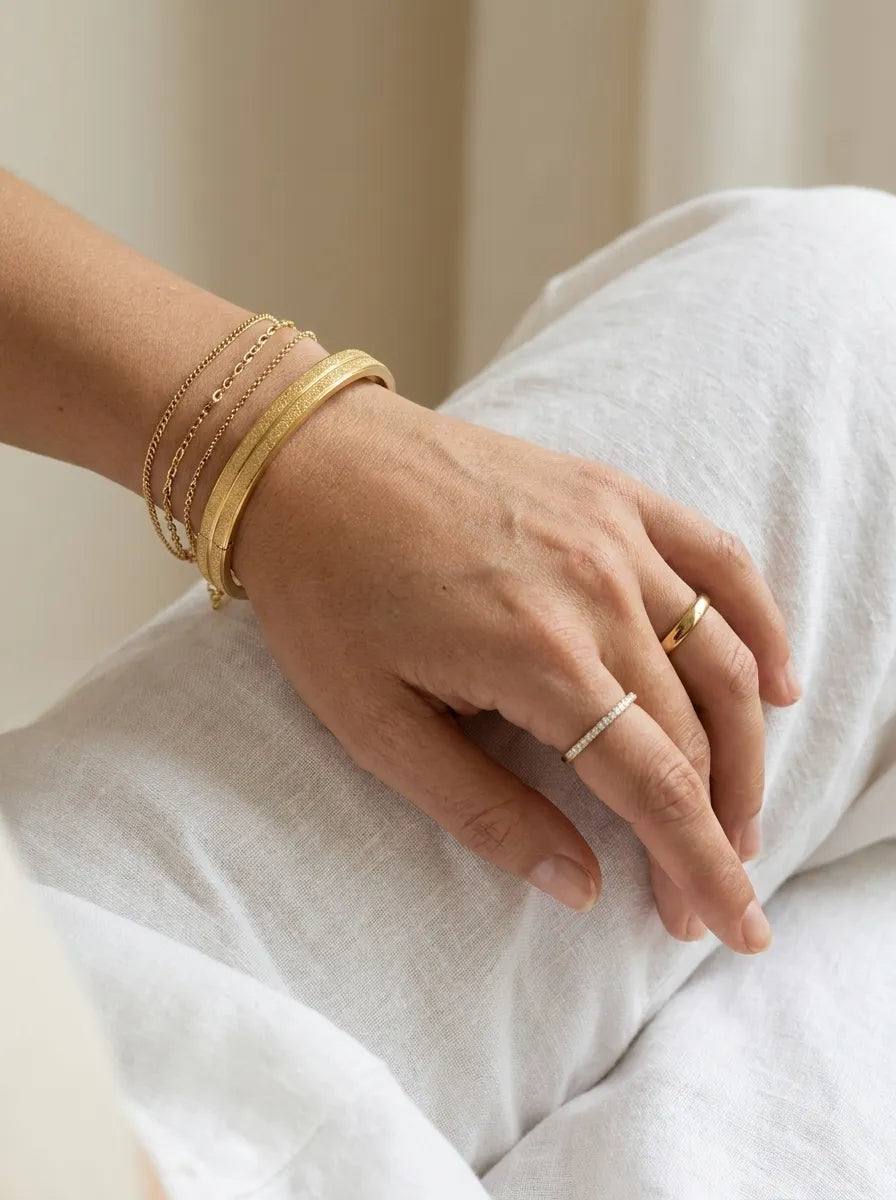 Sablé Textured 18ct Gold Plated Bangle