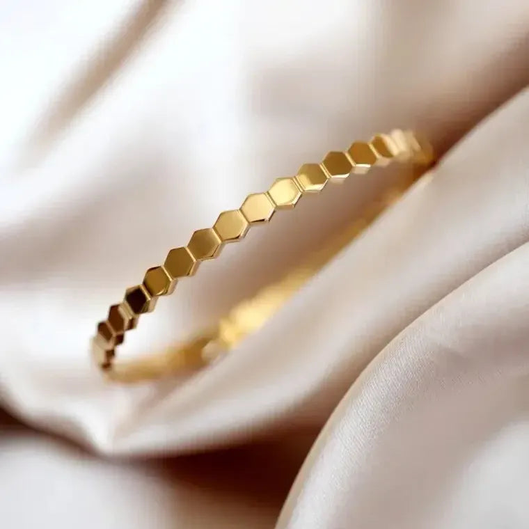 Alvéole Honeycomb 18ct Gold Plated Bangle