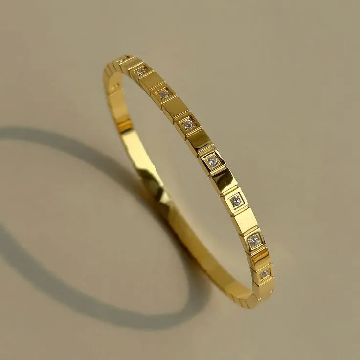 Damier Crystal 18ct Gold Plated Bangle