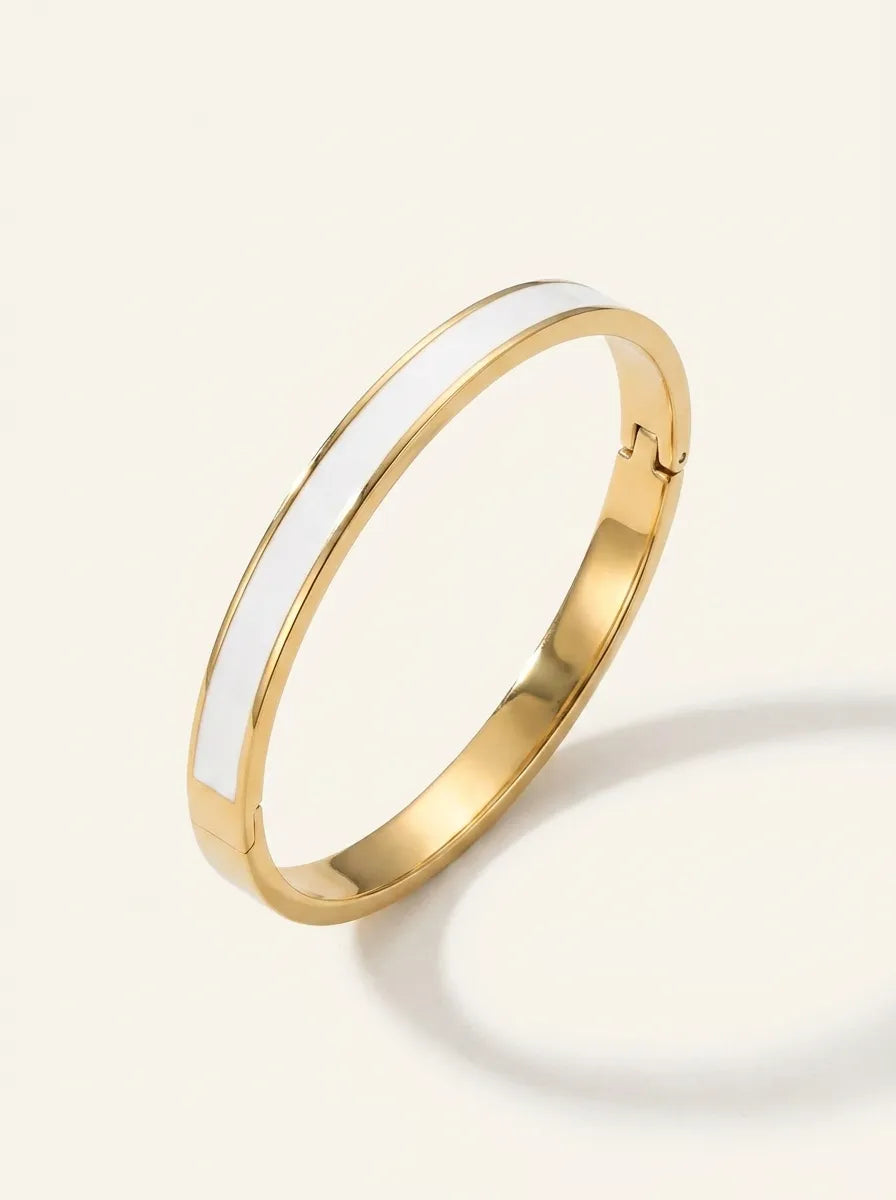 Blanc Enamel 18ct Gold Plated Bangle