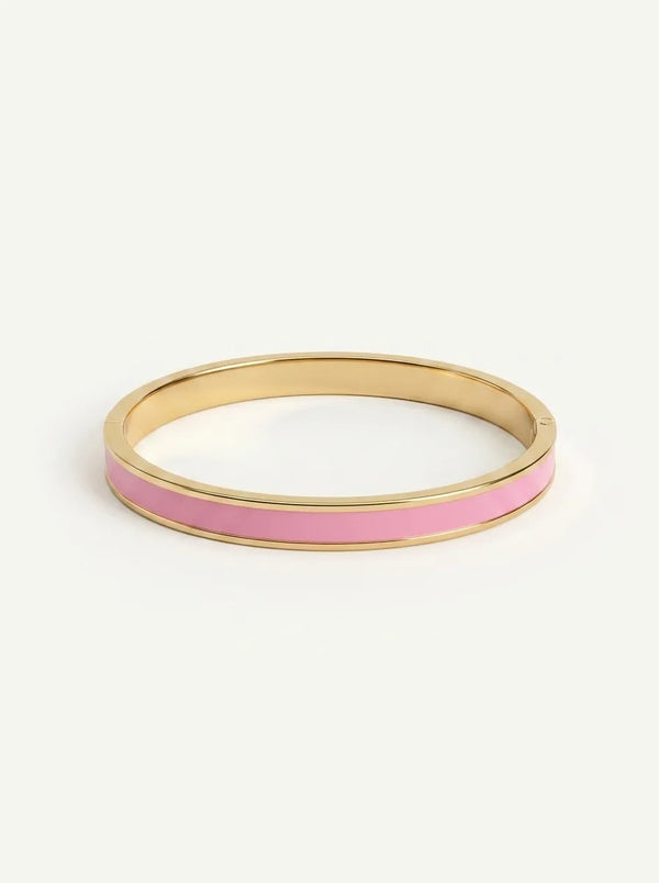 Pétale Rose Enamel 18ct Gold Plated Bangle