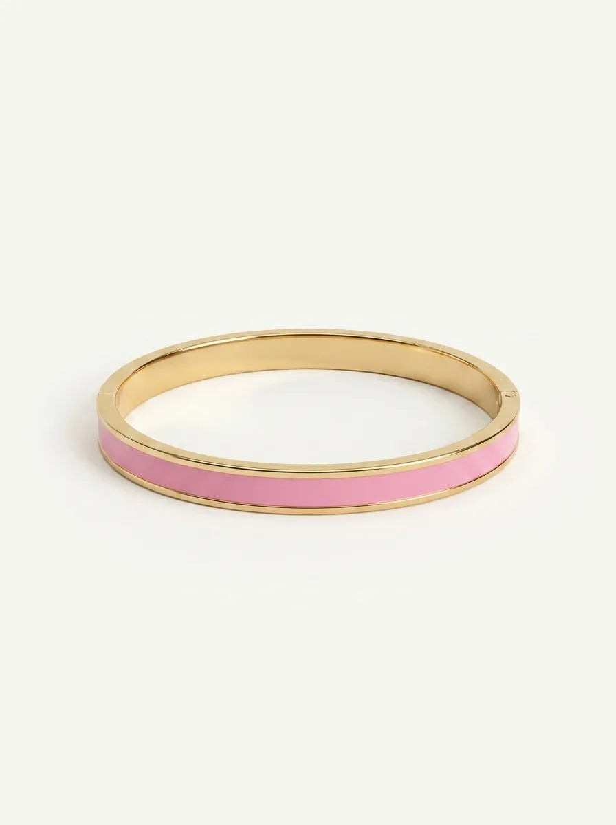 Pétale Rose Enamel 18ct Gold Plated Bangle