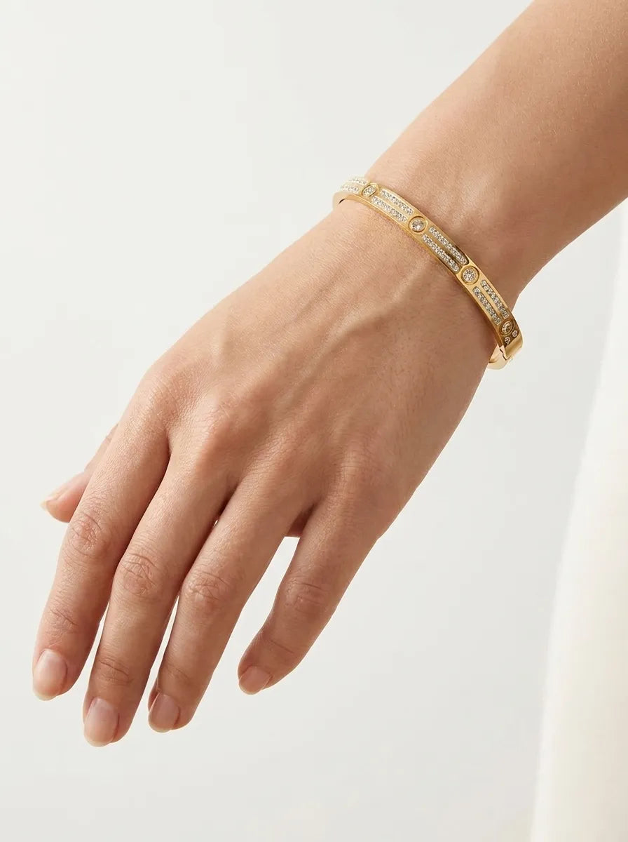 Constellation Solitaire 18ct Gold Plated Bangle