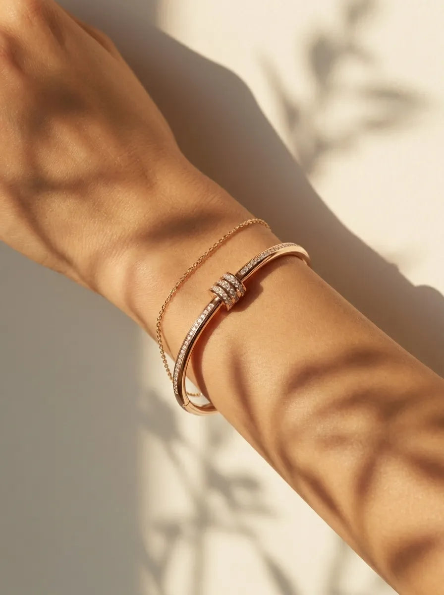 Rosée Pavé Barrel Bangle