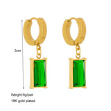 Gold · Emerald Green Stone · Necklace & Earrings - 18ct Gold Plated