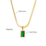 Gold · Emerald Green Stone · Necklace & Earrings - 18ct Gold Plated
