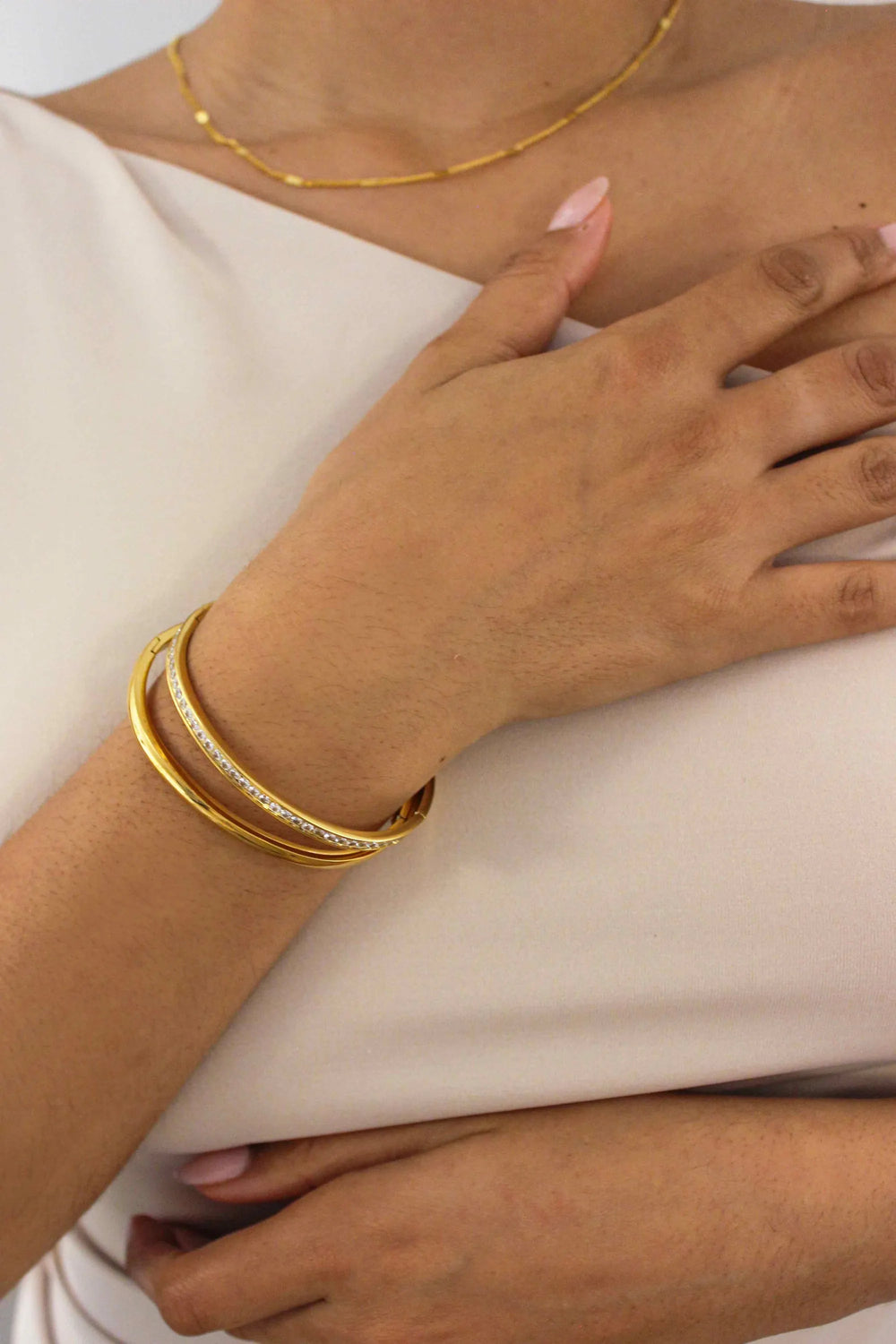 Rivière Full Pavé 18ct Gold Plated Bangle