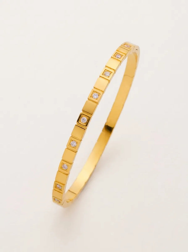 Damier Crystal Bangle - 18K Gold Plated
