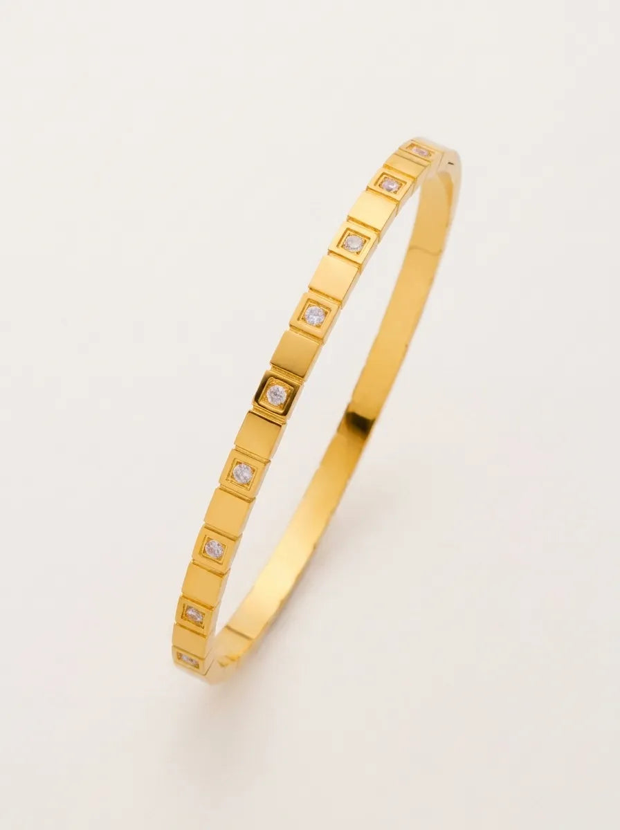 Damier Crystal 18ct Gold Plated Bangle