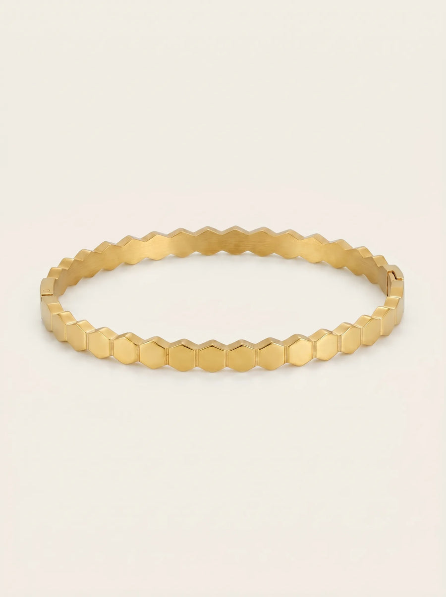 Alvéole Honeycomb 18ct Gold Plated Bangle