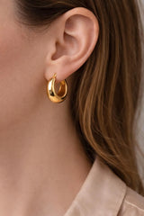 Boule Chunky Gold Hoop Earrings - 18ct Gold Plated