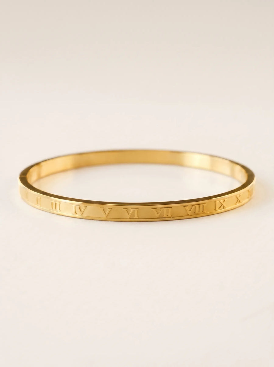 Tempus Roman 18ct Gold Plated Bangle